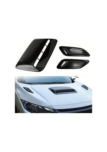 Dashanshop 3 Adet Siyah Abs Karbon Fiber Kaput Venti Motor Soğutma Ve Şık Görünüm