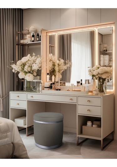 Zerafet Silver Kaplama Luxery Puf-antrasit Babyface Kumaş Pofuduk Oturma Pufu&makyaj Pufu&bench