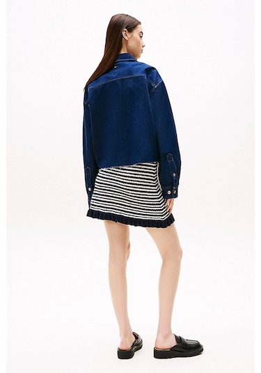 Tommy Jeans Kadın Gömlek-dw0dw20567 Denim Blue Çok Renkli