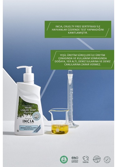 INCIA %100 Doğal Sıvı Kastil Sabunu Arındırıcı Zeytinyağlı 10 Bitkisel Değerli Yağ Vegan 250 ML