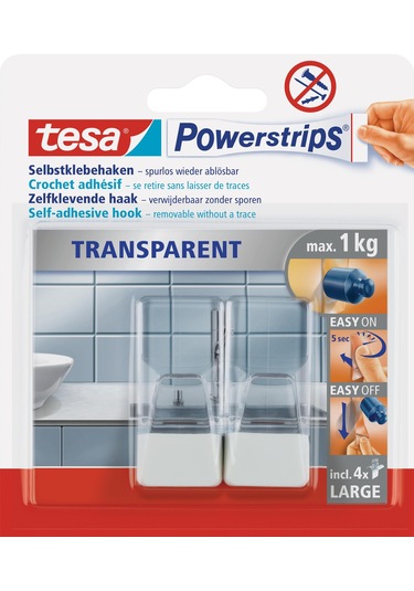 Tesa Powerstrips Şeffaf Askı, Beyaz Diğer