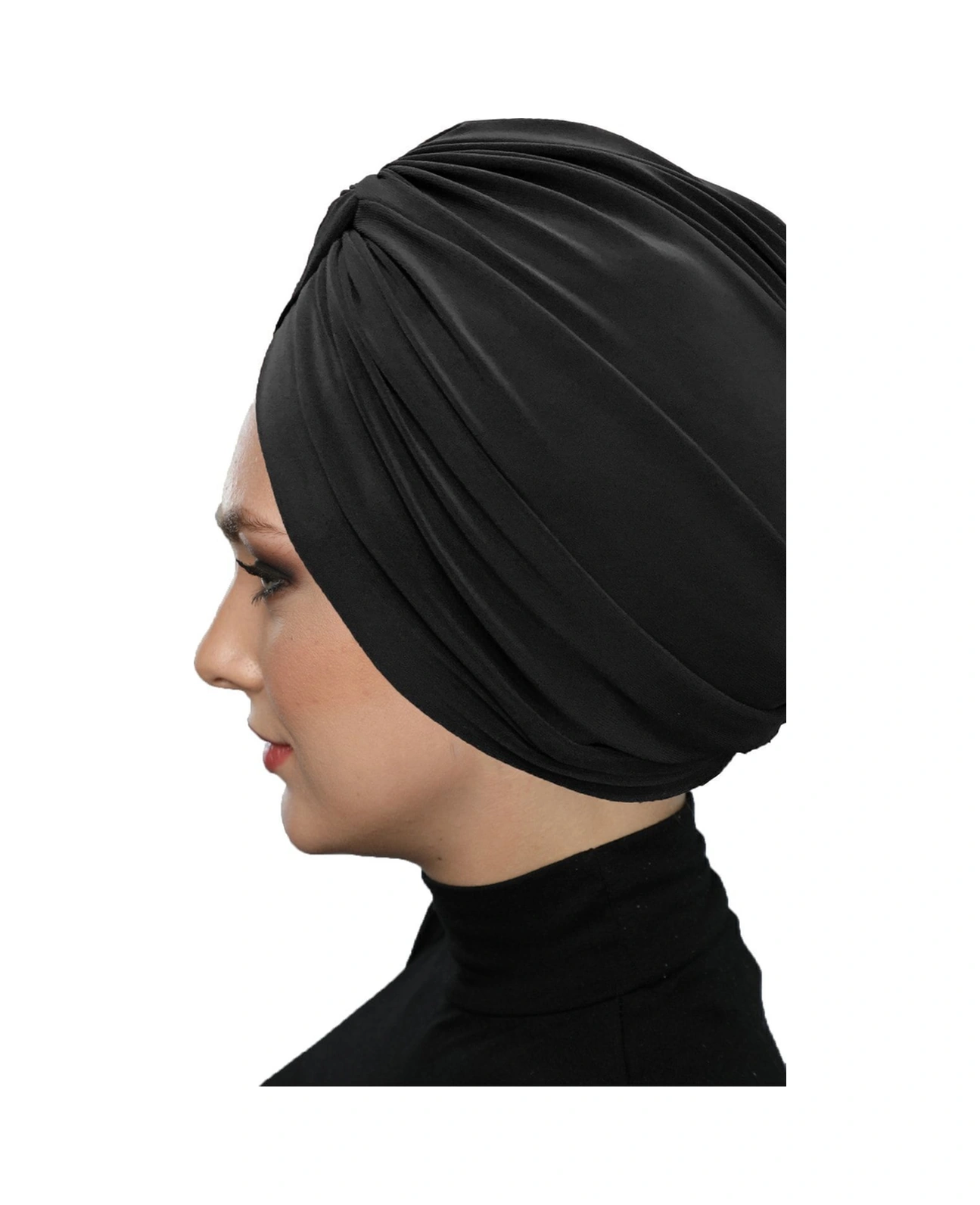 Çapraz Kancalı Siyah Hazır Türban Tesettür Dış Ve Havuz Bonesi Siyah