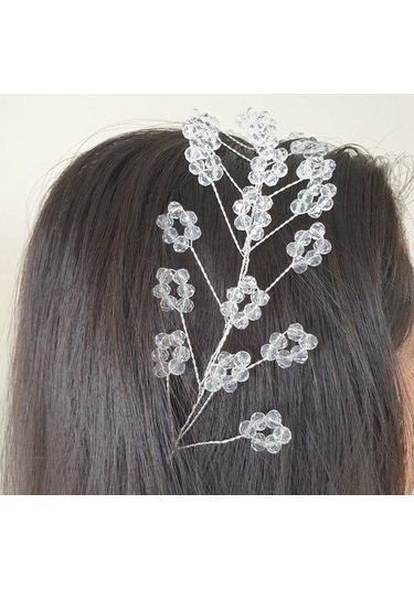 Beyaz Renk Kristal Boncuklu Gelin Tacı (549163988)