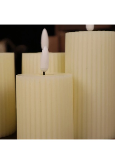 Willowhaven Dişli Mor Beyaz Led Mum, Pilsiz Alevsiz Dekor, 1 Adet 5x9cm Beyaz