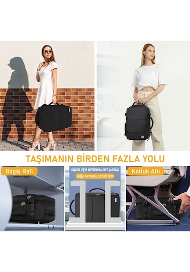 Haegs Laptop Sırt Çantası, Seyahat Çantası Hafif El Çantası Küçük Bavul Valiz, Uçak Onaylı Bagaj Çantası, Erkek Ve Bayan İçin, 15.6 İnç Notebook Dizüstü Bilgisayar Laptop Macbook Çantası, Siyah
