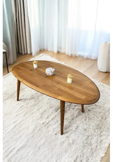 Fawdecor Asimetrik Masif Ahşap Modern İskandinav Oval Ceviz