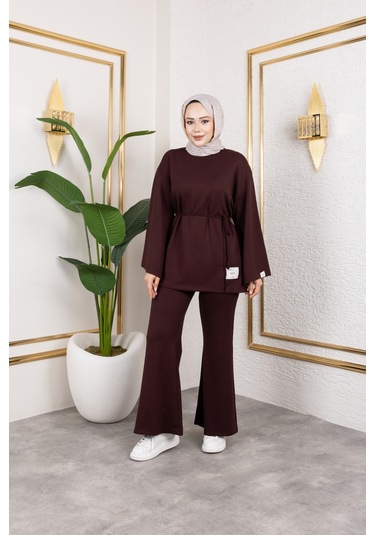 Mevsimlik Modal Kumaş Takım - T114 Kahverengi