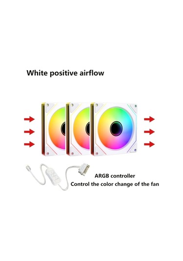 Xuweiwei Beyaz Olumlu 7pro 3 Adet L J 7pro Sasi Isi Dagima Seti 120mm Sessiz Bilgisayar Sogutma Fani Argb Kontrol Cihazi Pwm