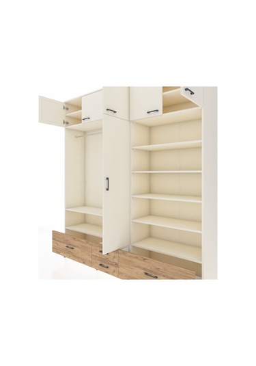 Hyperion Dolap 18 Raflı 4 Çekmeceli Tek Askılı 220x44x243 Aytaşı-aytaşı/çam Aytası/atlas Çam