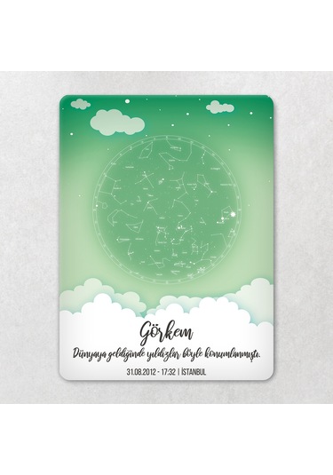 Decorita Decorıta | Yeni Doğan Hediyelik Gökyüzü Haritası - Cam Tablo