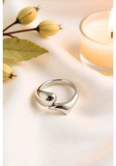 Gümüş Renkli Bold Ayarlanabilir Yüzük Gümüş