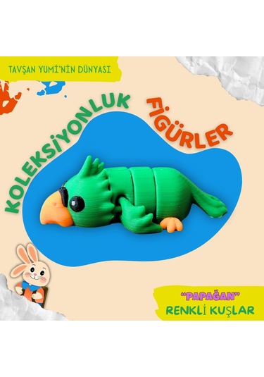 Tavşan Yumi Renkli Kuşlar Koleksiyonu - 4 Parça 5-7 Cm Hareketli Oyuncaklar Ve Bilgilendirici Kartlar "