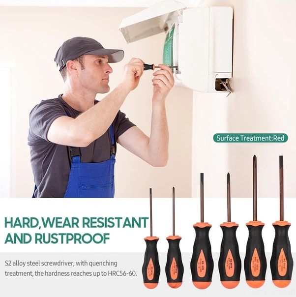 Tongxida Penggong 6 Parça Ev Kullanıma Uygun Tornavida Seti - Çapraz/düz Uç, Kaymaz Kollu, S2 Çelik Malzeme, Siyah+turuncu Re