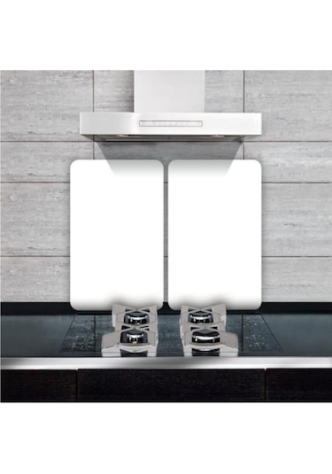 Cam Ocak Koruyucu Ve Kesim Tablası Düz Beyaz (80cm X 52cm) 2 Parç