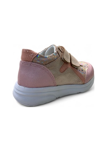 606 Hafif Kız Çocuk Okul Öncesi Deri Sneaker Pudra