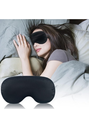Siyah Uyku Maskesi Işık Geçirmez Göz Bandı Kadın Erkek Siyah