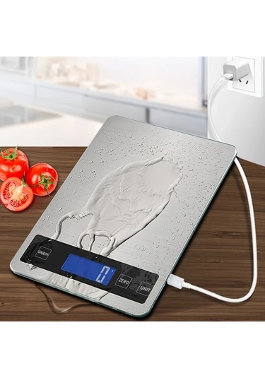 Dashanshop 15kg 1g Hassas Dijital Mutfak Terazisi Usb Sarjli Tare Olmadan Birim Donusumu Genis Platform Meyve Sebze Pisirme Gida Temasina Uygun Saglam Plastik -