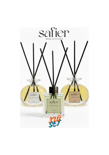3 Lü Çubuklu Oda Kokusu Seti Yağmur Ormanları,yasemin Çiçeği,sandal Ağacı 100 Ml Karışık