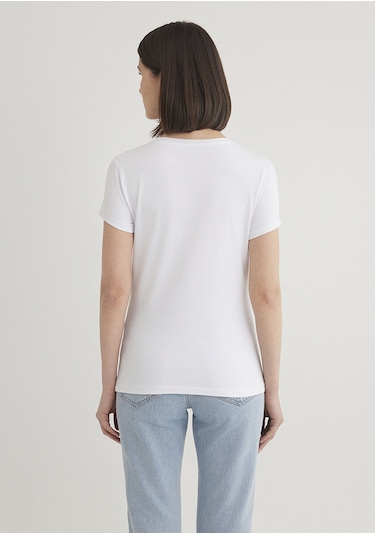 Mavi - Beyaz Basic Tişört 162767-620 Beyaz