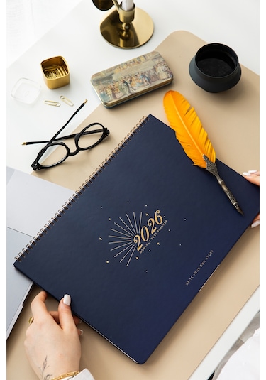2026 Masaüstü Planlayıcı Takvim 24x34 Cm - Lacivert