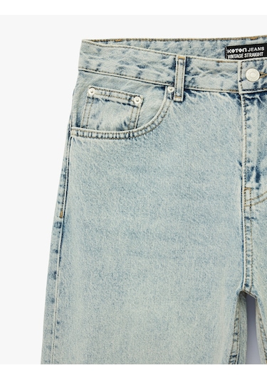 Koton Normal Bel Pamuklu Vintage Straight Jean Pantolon Açık İndigo 6sam40046nd