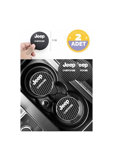 Jeep Cherokee 7 Cm Karbon Araç Bardak Altlığı Jeep Cherokee Yazılı Şık Ve Dayanıklı Tasarım 2 Adet 2 Adet