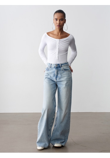 Dilvin 32661 Düğme Detaylı Bodysuit-beyaz Beyaz