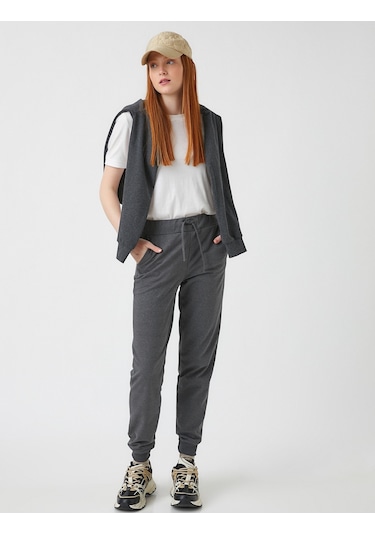 Koton Jogger Eşofman Altı Beli Lastikli Antrasit 2yal48889ok