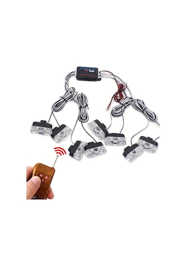 Xuweiwei 8 Adet 16led Kablosuz Uzaktan Kumandalı Sarı Araba Işıkları Kamyonlar Arabalar Vanlar İçin 12v Ön Gövde Lambaları