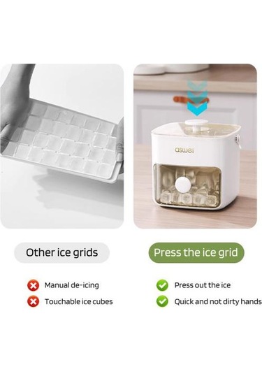 Kapaklı Buz Tepsisi Kutusu 48 Kaviteler Dondurucu İçin Buz Kalıbı Ev Mutfak Seyahat Restoran Parti İçin Hızlı Açılan Buz Yapıcı Beyaz