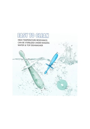 Didadodo Xindoker Silikon Diş Fırçası - 2'li Paket, Anti-boğulma Tasarımı, 0-5 Yaş İçin Çok Renkli Çok Renkli