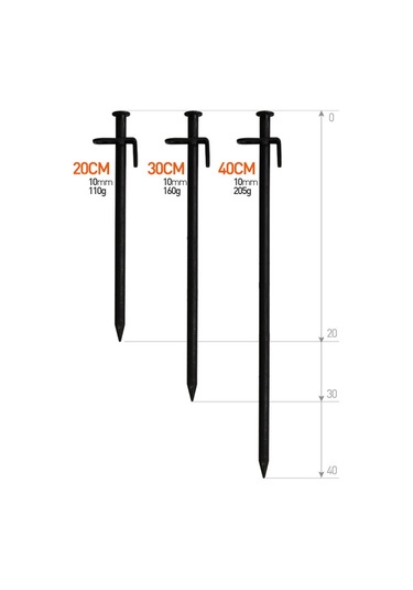 5 Adet Takviyeli Uzun Açık Kamp Çadırı Çivi Çelik Çivi, Uzunluk: 20cm Çok Renkli