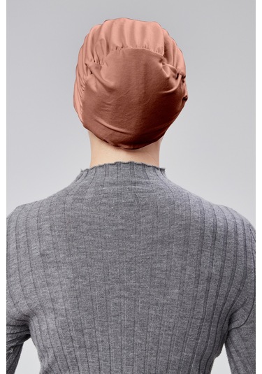 Kadın Tesettür Hazır Pratik Geçmeli Bone Lastikli Kaymaz Gül Kurusu Gül Kurusu