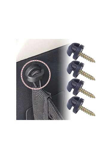 Lemestar Araç Bagaj Kancası - 4'lü Set, Evrensel Bagaj Filesi İçin, Sessiz Ve Güvenli Sürüş Sağlar 38x25mm