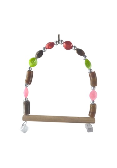 Boncuklu Kafes Kuşu Salıncağı Büyük Boy 17x15 Cm