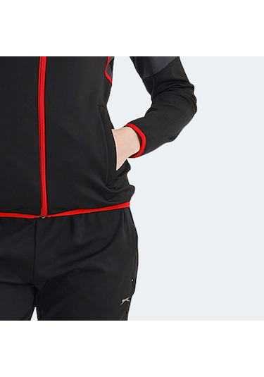 Slazenger ROCKSTAR Kadın Fermuarlı Dik Yaka Cepli Siyah Eşofman Takımı