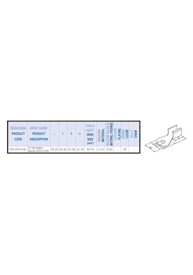 Bkr-70 Kablo Ucu Bakır 10.5 Mm