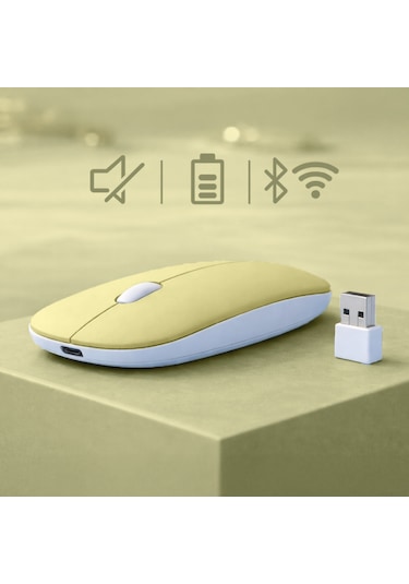 Type-c Şarjlı Bluetooth Mouse Apple Uyumlu MacBook iPad Laptop İnce Gövde Dongle Ve Kablo Dahil 13754