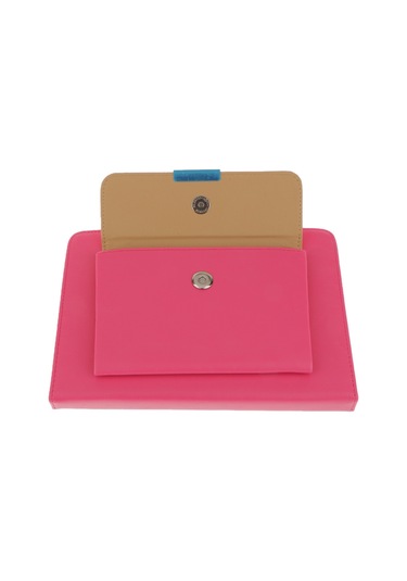 Suntek Çanta Pu Deri Manyetik Akıllı Stand Kılıf Kapak Pembe