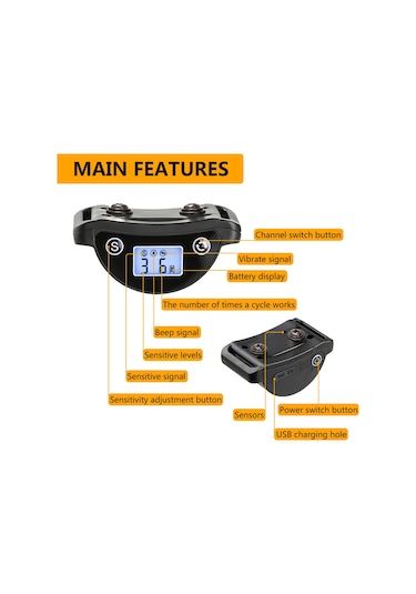 Köpek Havlama Tasması Büyük Orta Büyük Köpekler İçin Havlama Önleyici Eğitim Tasması Bip Titreşim Şo-