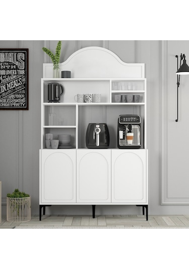 Lyon Kahve Köşesi 120cm - Beyaz / Siyah