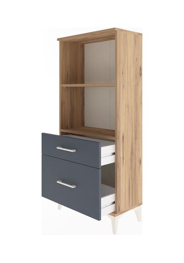 Arges Dolap 2 Raflı 2 Çekmeceli 60x30x134 Çam-antrasit Atlas Çam