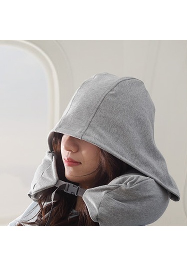 Suofeng Tam Pamuk Boyun Desteği Yastığı - Seyahat, Ofis Ve Öğle Dinlenmesi İçin U-şekilli Korumalı Yastık Koyu Gri, 16.5x67cm Koyu Gri