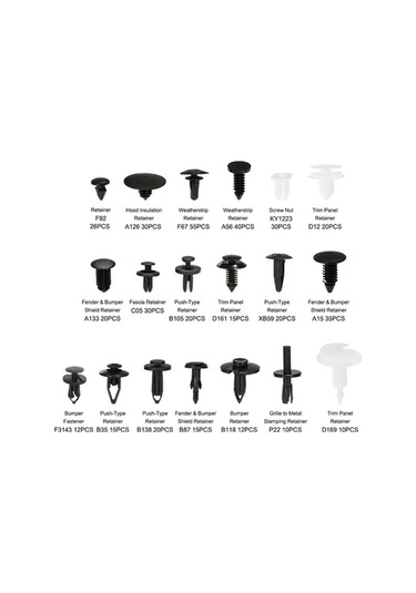 Ulzyvf 470 Adet Otomobil Klips Seti - 19 Boyut Plastik Bağlantı Elemanı + Çıkarma Aleti