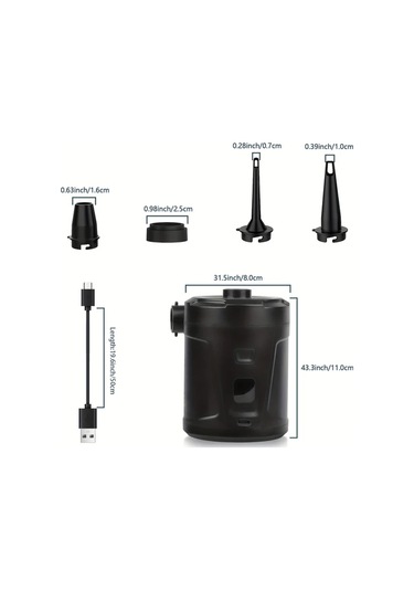 Xuweiwei Siyah Taşınabilir Kablosuz Şişirme Pompası Kamp Ve Açık Hava Kullanımı 5200mah Bataryalı