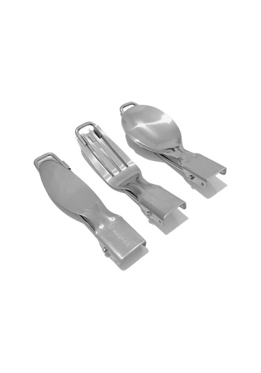 Madfox Heavy Duty 3ın1 Katlanır Çatal Kaşık Bıçak Gümüş