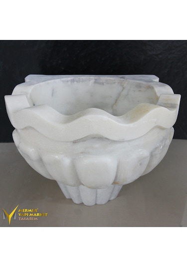 Afyon Beyaz Fırfırlı Kavun Dilimli Ayaklı Kurna