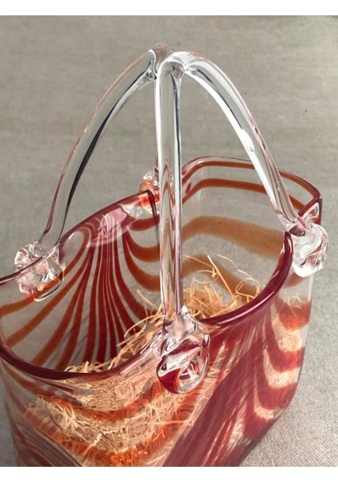 Fifth Avenue Crystal Vintage El Boyama Kırmızı Cam Vazo Çanta