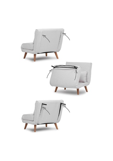 Folde 80 Tekli Yataklı Katlanır Koltuk Teddy Beyaz Beyaz