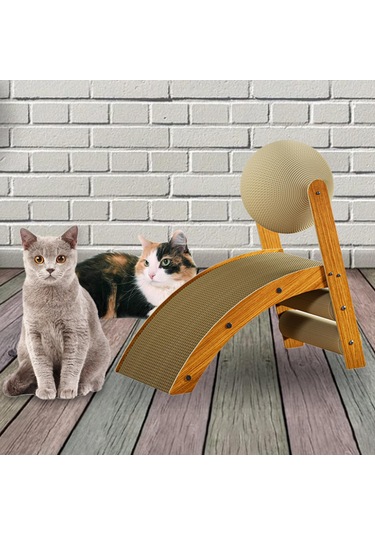 Suntek R Şekilli Kedi Tırmığı Top Oyuncaklı Tırmalama 50x25x50cm